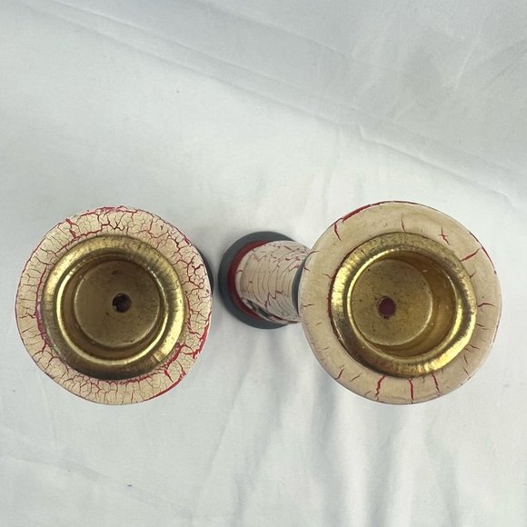 1998 Whispering Pines Lori Miller Pillar Candle Holders American Patriot Carved - Picture 9 of 11